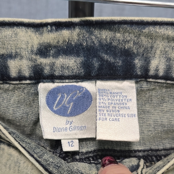 Diane Gilman Women's Acid Washed Retro Look Straight Leg Jeans Blue,off White 12 - Picture 2 of 11